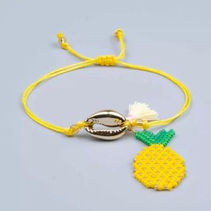 Pineapple Shell Adjustable Tassel Bracelet